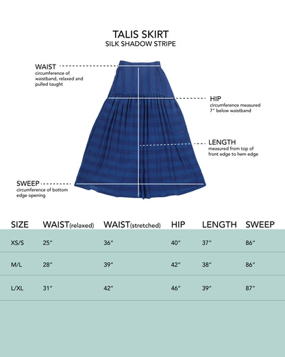 Talis Skirt - Lake - Shadow Stripe Silk