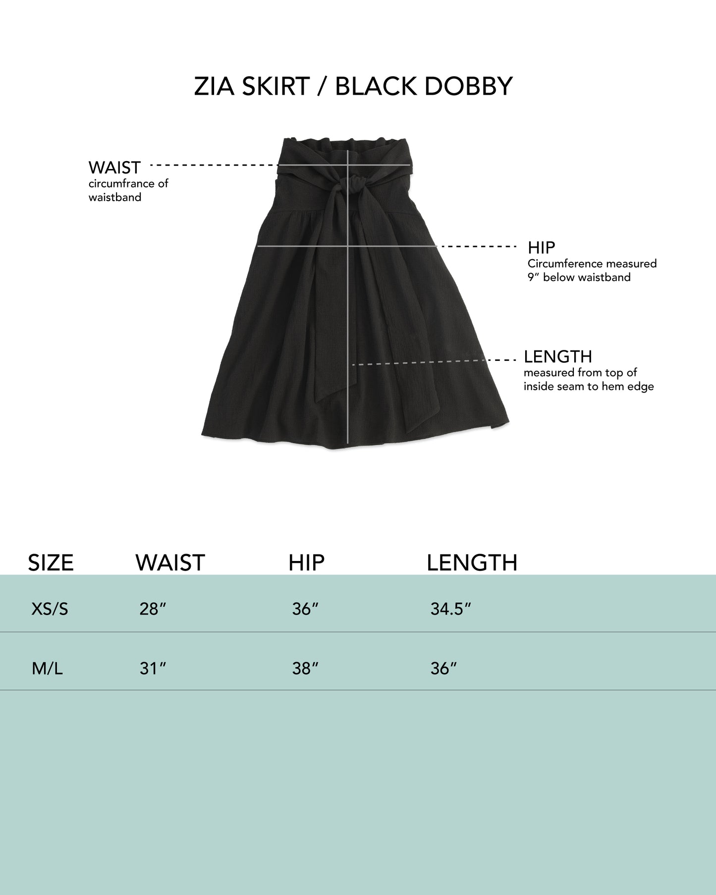 Zia Skirt - Black - Dobby