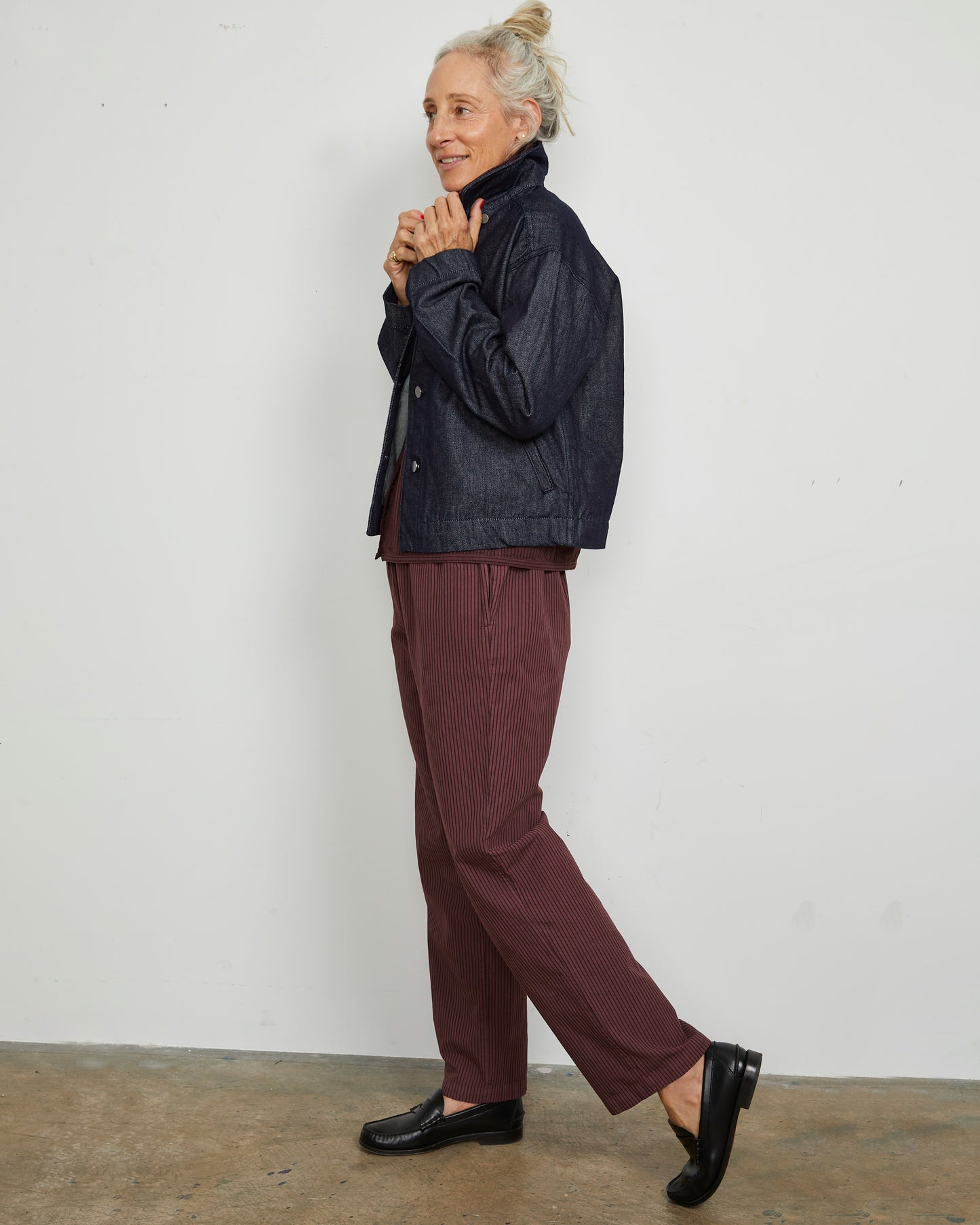 Strausii Pant - Mulberry - Pencil Stripe