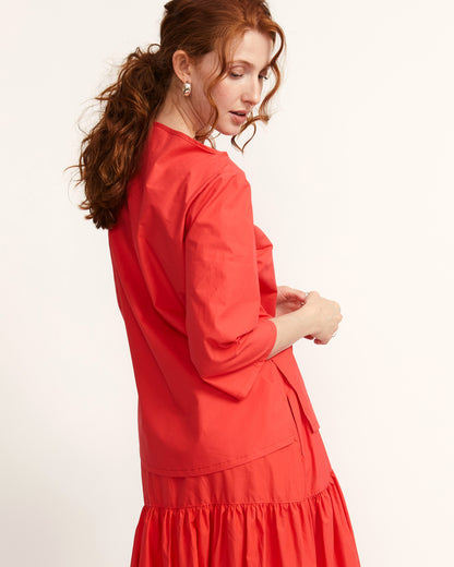 Zia Tunic - Candy Red - Typewriter Poplin